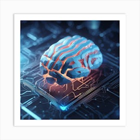 Brain On A Circuit Board 66 Art Print