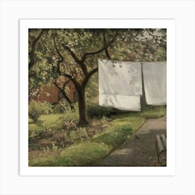 Clothesline In The Garden Art Print