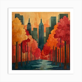 Autumn In New York City - abstract art, abstract painting  city wall art, colorful wall art, home decor, minimal art, modern wall art, wall art, wall decoration, wall print colourful wall art, decor wall art, digital art, digital art download, interior wall art, downloadable art, eclectic wall, fantasy wall art, home decoration, home decor wall, printable art, printable wall art, wall art prints, artistic expression, contemporary, modern art print, Art Print