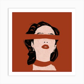 Woman'S Face fashion red illustration Art Print