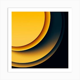 Abstract Yellow And Black Circles Art Print