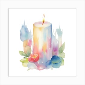 Watercolor Candle Art Print