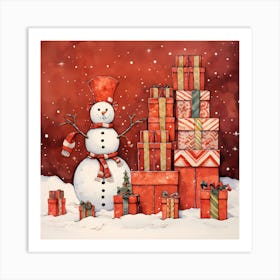 Snowman Spectacle Soiree Art Print