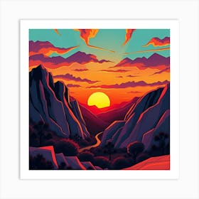 Sunset In The Mountains 14 Art Print