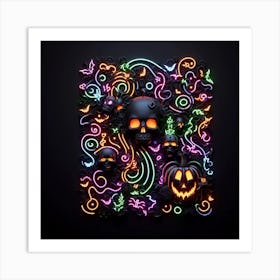 Rectangle Halloween Neon Art Art Print