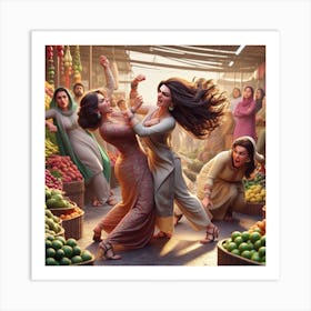 women fighting Art Print