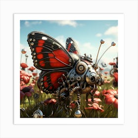 Artjuicebycsaba Cyborg Steampunk Butterflies And Ladybugs Over 2 Art Print