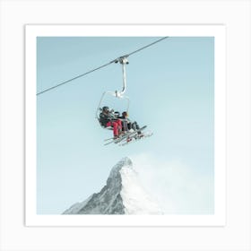 Ski Lift - Winter Landscape - Square Art Print