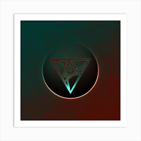 Geometric Neon Glyph on Jewel Tone Triangle Pattern 481 Art Print