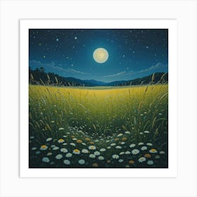 Moonlight In The Meadow 4 Art Print