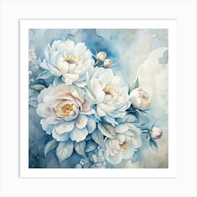 White Peonies 3 Art Print