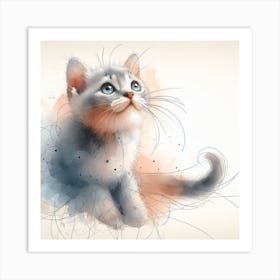 Watercolor Kitten Art Print