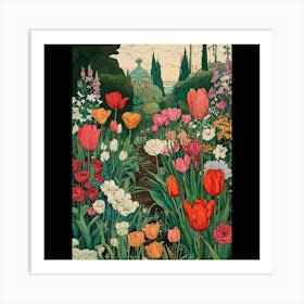 Tulips In The Garden 3 Art Print