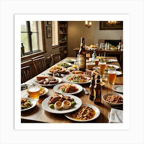 A Well Set Table Filled With An Array Of Delicious Food With A Clear Focus On A Prominently Placed B 2134749279 Art Print