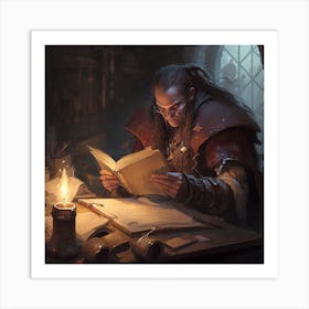 Wizard Reading A Book Art Print