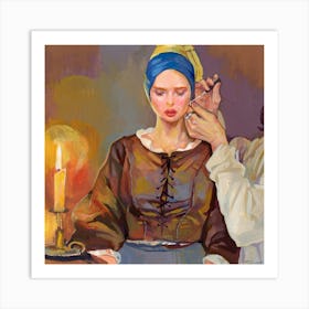 Gouache Illustration Girl With A Pearl Earring Art Print
