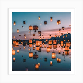 Lanterns In The Sky Art Print