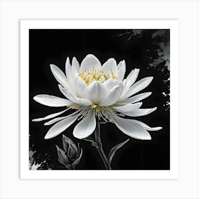 White Lotus Flower Art Print