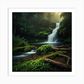 Waterfall In The Forest 4 Art Print