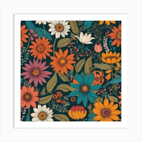 Floral Seamless Pattern 1 Art Print