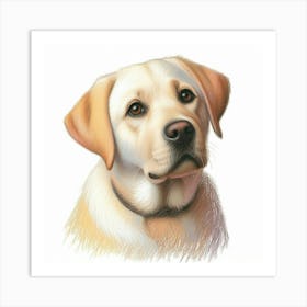 Yellow Labrador Retriever portrait in oil pastel 1 Art Print