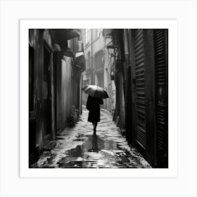 Woman Walking In The Rain 1 Art Print