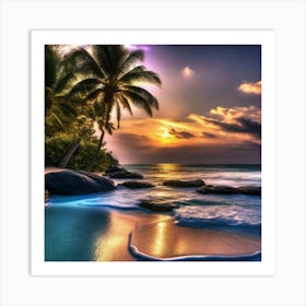 Sunset At The Beach 335 Art Print