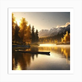 Canoe On A Lake Art Print