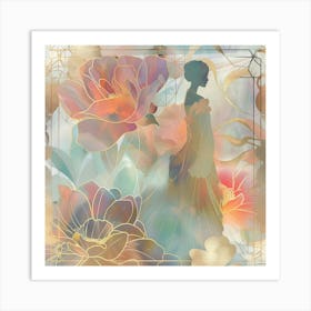 Portrait Of A Woman With Flowers 7 Art Print