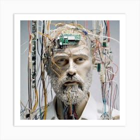 Man With Wires On His Head Art Print