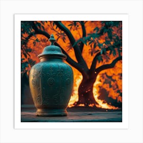 Urn In Front Of Fire Affiche