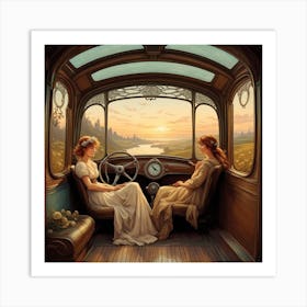 Two Women In A Car Art Print