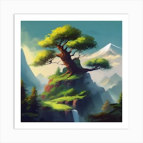 Tree On A Mountain Art Print