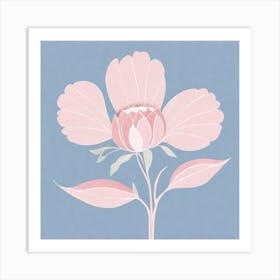 A White And Pink Flower In Minimalist Style Square Composition 53 Art Print