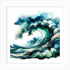 Alcohol Ink Surfs Up Waves Art Print