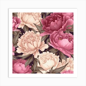 Peony Seamless Pattern 1 Art Print