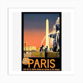 Vintage Travel Poster Paris France Art Print