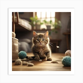 Kitten In A Room Art Print