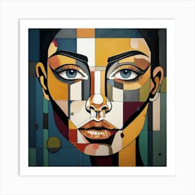 Geometric Elegance: Abstract Female Portrait Art Print