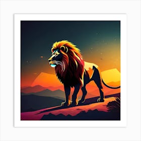 Lion At Sunset Art Print