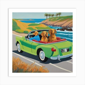 Dachshunds Dogs in Convertible Series. Style of David Hockney 5 Art Print