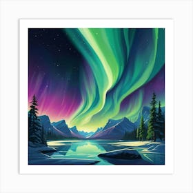 Northern Latitudes The Effect Aurora Borealis Or The Northern Lights Art Print