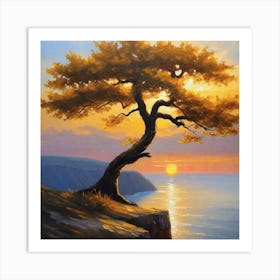 Lone Tree At Sunset 5 Art Print