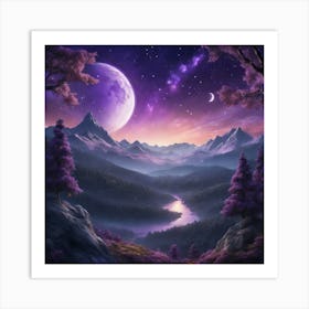 Purple Sky At Night Art Print