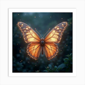 A Surreal Butterfly With Wings Of Shimmering, Fractal Light Fluttering In A Cosmic Garden Art Print