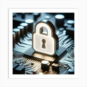 Padlock On A Circuit Board Art Print