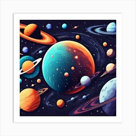 Planets In Space 1 Art Print