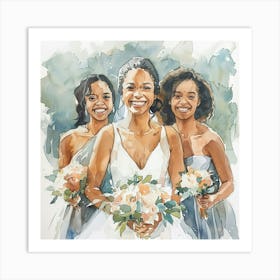 Watercolor Bride And Bridesmaids 1718374991 2 Art Print