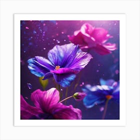 Purple Flowers Wallpaper 2 Art Print