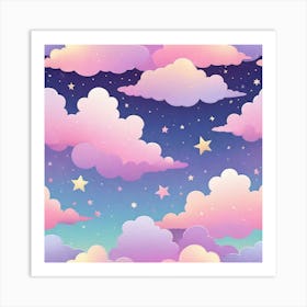 Sky With Twinkling Stars In Pastel Colors Square Composition 306 Art Print